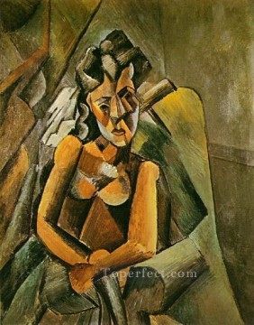 パブロ・ピカソ Painting - 座る女性 1909年 パブロ・ピカソ